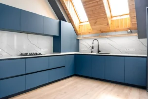L-shaped modular kitchen design in Kottayam